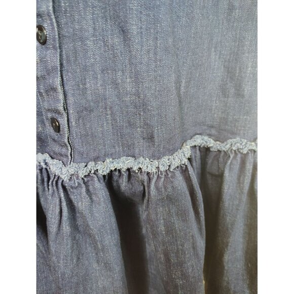 Dainty Jewells Denim Dress, Small, Button Front Ruffle Hem, Modest Cottagecore - Picture 3 of 5